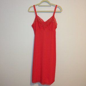 Lorrain Red Lace Trim Slip Dress Lingerie Spaghetti Strap Women's Size 34 Medium